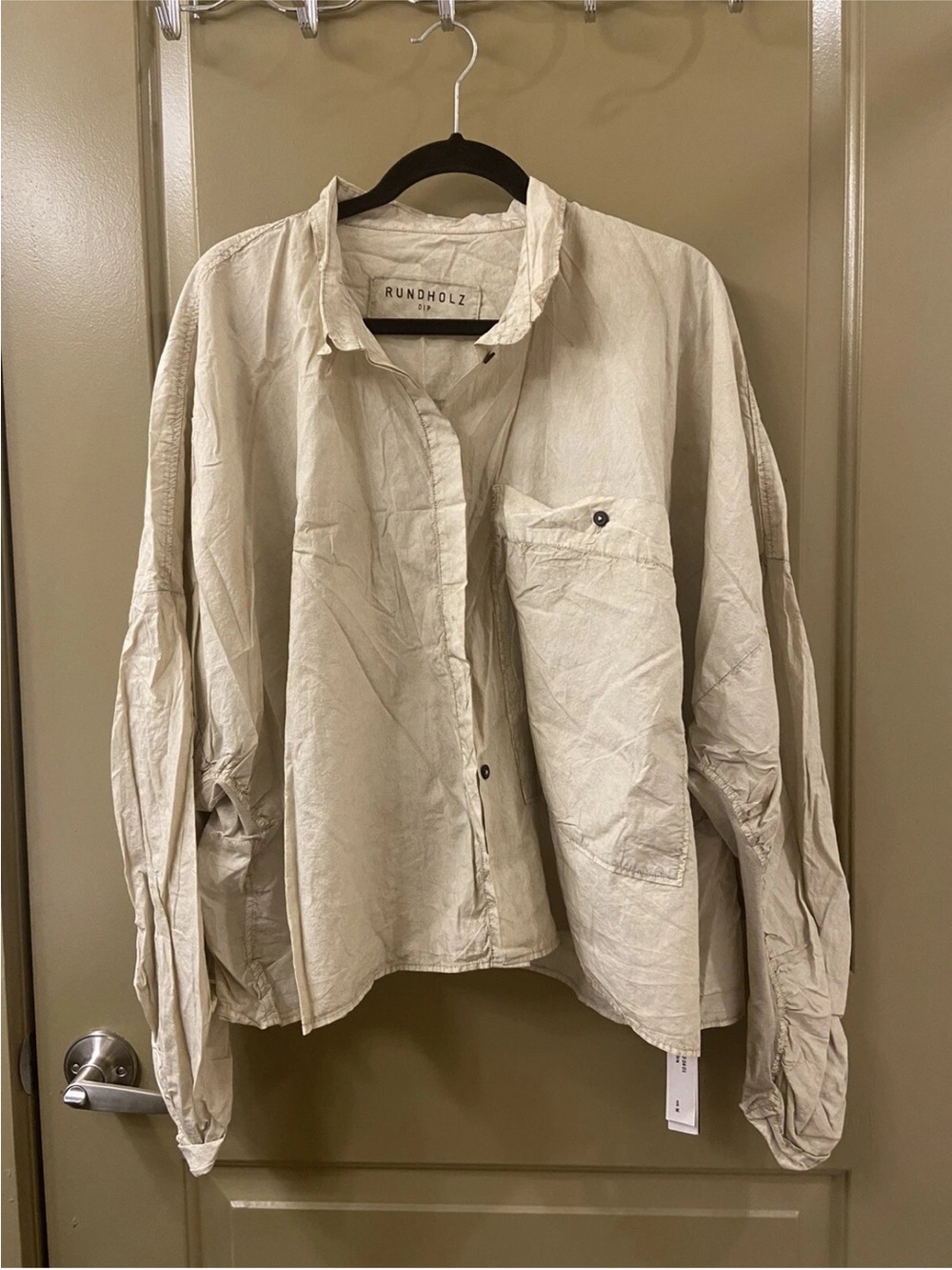 Rundholz Cream Oversized Button-Front Women's Blouse